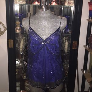 💎Deep Blue Elegant Sequin Beaded Top💎